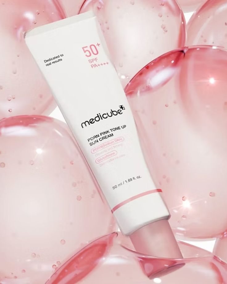 MEDICUBE PDRN Pink Tone Up Sun Cream SPF 50+ PA++++ Lebanon Korean tone up glow sunscreen skincare