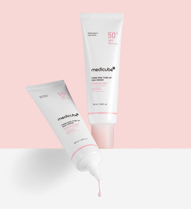 MEDICUBE PDRN Pink Tone Up Sun Cream SPF 50+ PA++++ Lebanon Korean tone up glow sunscreen skincare