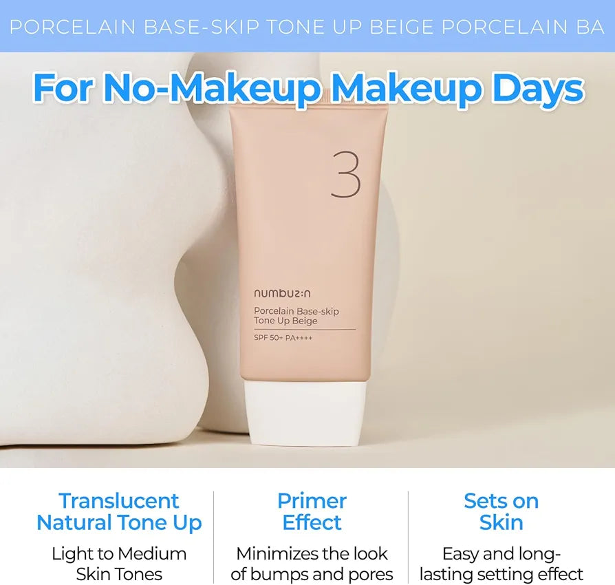 NUMBUZIN Porcelain Base Skip Tone Up Beige Korean tone-up base in lebanon
