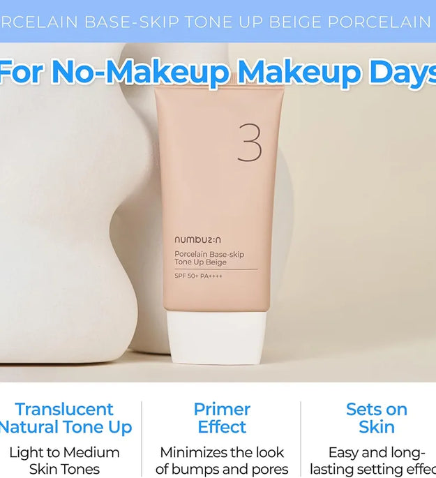 NUMBUZIN Porcelain Base Skip Tone Up Beige Korean tone-up base in lebanon