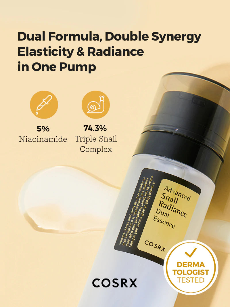 COSRX Advanced Snail Radiance Dual Essence Lebanon Korean hydrating repairing skincare essence glow