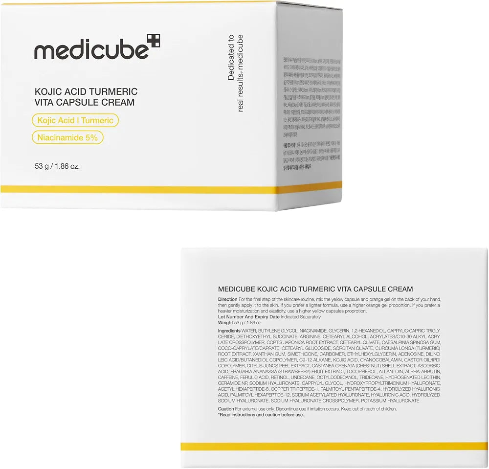 MEDICUBE Kojic Acid Turmeric Vita Capsule Cream Korean brightening cream for dark spots and uneven skin tone in Lebanon.