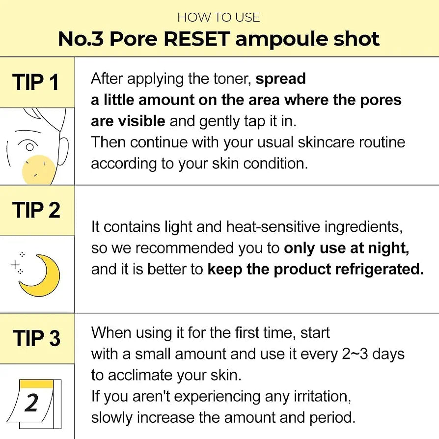 NUMBUZIN No.3 Pore Reset Ampoule Shot Korean pore-minimizing serum in lebanon