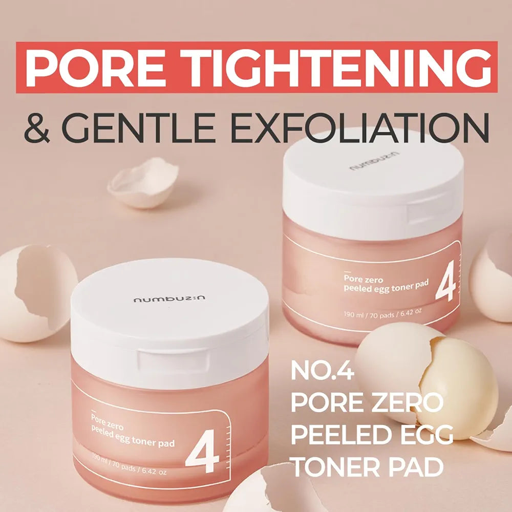 NUMBUZIN No.4 Pore Zero Peeled Egg Toner Pad Korean exfoliating toner pads in lebanon