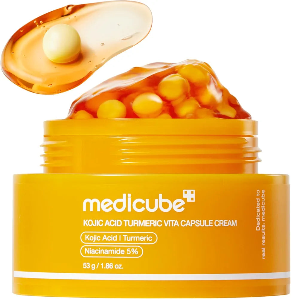 MEDICUBE Kojic Acid Turmeric Vita Capsule Cream Korean brightening cream for dark spots and uneven skin tone in Lebanon.