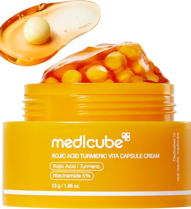 MEDICUBE Kojic Acid Turmeric Vita Capsule Cream Korean brightening cream for dark spots and uneven skin tone in Lebanon.
