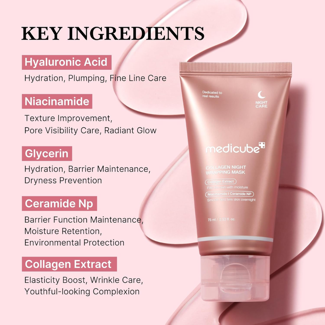 MEDICUBE Collagen Night Wrapping Mask Lebanon Korean overnight firming sleeping mask collagen skincare glow