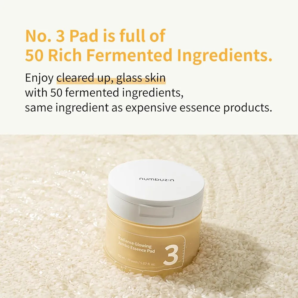 NUMBUZIN No.3 Radiance Glowing Jumbo Essence Pad Korean essence toner pads in lebanon