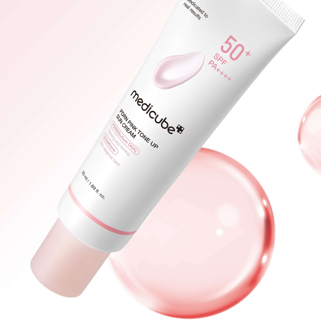 MEDICUBE PDRN Pink Tone Up Sun Cream SPF 50+ PA++++ Lebanon Korean tone up glow sunscreen skincare
